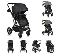 Moni poussette combinée Rafaello 2 en 1, convertible, siège sport, couvre-pieds, coloris:noires