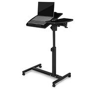 MoNiBloom Bureau debout mobile, inclinable, portable et réglable en hauteur, table de travail pour ordinateur portable, chariot d'ordinateur avec roulettes pour lit, canapé, bureau, noir