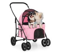 MoNiBloom Poussette pour chiens de grande taille jusqu'à 20,4 kg, poussette pliable à 4 roues avec 3 entrées, chariot de transport pour animaux de compagnie