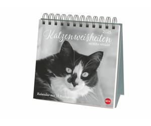 Monika Wegler Calendrier 2025 de qualité supérieure avec 53 cartes postales avec photos de chats magiques et citations dans un petit calendrier pour ... à poser. (calendrier de cartes postales Heye)