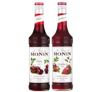 MONIN - Assortiment de Fruits Rouges de Sirop de Cerise et de Sirop de Fraise pour Cocktail pétillant, Cocktail, Thé Glacé et Limonade - Arômes Naturels - 2 * 70cl