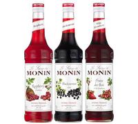 MONIN - Assortiment de Fruits Rouges de Sirop de Framboise, Sirop de Cassis et Sirop de Fraise des bois pour Cocktail pétillant, Cocktail, Thé Glacé et Limonade - Arômes Naturels - 3 * 70cl