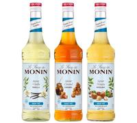 MONIN - Assortiment Vanille sans sucre, Caramel sans sucre et Noisette sans sucre - Arômes Naturels - 3x70 cl
