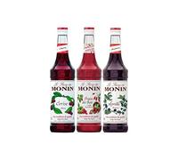 MONIN - Assortiment Fruits Rouges - Sirop de Cerise, Fraise des bois et Myrtille - Arômes Naturels - 3x70cl
