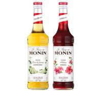 MONIN - Assortiment Sirop Saveur Fleur de Sureau et Hibiscus - Pour Prosecco, Cocktail, Thé Glacé et Limonade - Arômes Naturels - Bouteille en verre - 2 * 70 cl