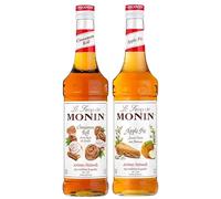 MONIN - Assortiment Sirop Saveur Roulé à la Cannelle et Saveur Tarte aux Pommes - Pour Café, Chocolat Chaud, Capuccino ou Latte - Arômes Naturels - Bouteille en Verre - 2 x 70 cl