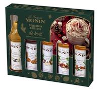 MONIN - Coffret de Noël pour Boissons Chaudes - Noisette Grillée, Pain d'Epices, Chocolat Cookie, Vanille et Noix de Macadamia - 5x5cl