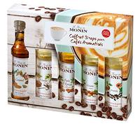 MONIN - Coffret Sirop MONIN - Saveurs Caramel/Vanille de Madagascar/Pain d'Epices/Noisette/Crème Brûlée- Pour Café, Chocolat Chaud, Capuccino ou Latte - Arômes Naturels - Bouteille en Verre - 5 x 5 cl
