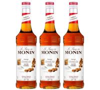 MONIN - lot de 3 bouteilles Sirop Saveur Caramel Salé - Pour Café, Chocolat Chaud, Capuccino ou Latte - Arômes Naturels - Bouteille en Verre - 3 * 70 cl