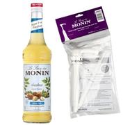 MONIN - Noisette Sans Sucre + 1 Pompe à Sirop - Pour Café, Chocolat Chaud, Capuccino ou Latte - Arômes Naturels - Bouteille en Verre - 70 cl