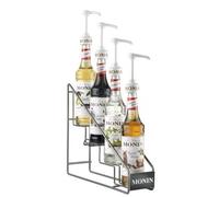 MONIN - Présentoir Range-Bouteille en Métal - Pour 4 Bouteilles de Sirop MONIN - À Poser Sur Comptoir, Plan de Travail, etc.