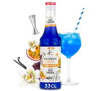 MONIN Sirop Bleu Tropical Cocktail - Bouteille en verre 33 cL - Saveur fruit de la passion et vanille - Idéal pour cocktails et boissons sans alcool - Fabriqué en France - Lot de 3