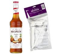 MONIN - Sirop de Citrouille Saveur Epicée & Pompe à Sirop - Pour Café, Chocolat Chaud, Capuccino ou Latte - Arômes Naturels - Bouteille en Verre - 70 cl