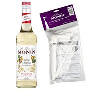 MONIN - Sirop Saveur Chocolat Blanc + 1 Pompe à Sirop - Pour Café, Chocolat Chaud, Capuccino ou Latte - Arômes Naturels - Bouteille en Verre - 70 cl