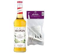 MONIN - Sirop Saveur Fleur de Sureau + 1 Pompe à Sirop - Pour Cocktail, Thé Glacé, Limonade - Arômes Naturels - Bouteille en Verre - 70 cl