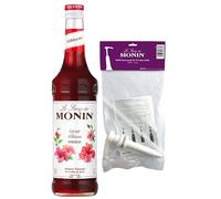MONIN - Sirop Saveur Hibiscus + 1 Pompe à Sirop - Pour Cocktail, Thé Glacé, Limonade - Arômes Naturels - Bouteille en Verre - 70 cl