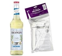 MONIN - Vanille Sans Sucre + 1 Pompe à Sirop - Pour Café, Chocolat Chaud, Capuccino ou Latte - Arômes Naturels - Bouteille en Verre - 70 cl