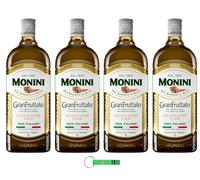 Monini GranFruttato Lot de 4 bouteilles d'huile d'olive vierge extra 100 % italienne / Olio Extravergine d'Oliva 1 l + porte-clés Beni Culinari gratuit