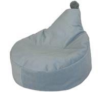 Monio for Kids Pouf vert menthe avec pompon pour enfants - Siège confortable en velours - Housse lavable - Idéal pour la chambre d'enfant fille et garçon