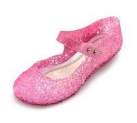 Monissy Chaussure Princesse Talon Fille Cadeau Enfant Noël Reine des Neiges Cosplay Ballerines Elsa Chaussure avec Nœuds Deguisement Mariages et Fêtes Carnaval,Rose,25