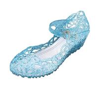 Monissy Chaussures de Princesse Fille Talons Hauts Reine des Neiges Sandales Paillettes Déguisement Noël Anniversaire Carnaval Cosplay Halloween Couleur Unie Chaussures,Bleu,30