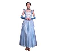 Monissy Déguisement Femme Princesse Classic Cinderella Robe Longue Tulle Costume avec Accessoires Cosplay Carnaval Noël Anniversaire Fête Soirée Cérémonie Vêtements,Bleu,M