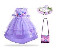 Monissy Encanto Vêtement Robe de Princesse Comboo Filles Isabela Costume Enfants Filles Tenue Thème Deguisement Magique Fête Soirée Halloween Noël Fête Anniversaire Cérémonie Cadeau