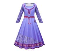 Monissy Enfants Déguisements Fille Wish Asha Robe pour Filles Princesse Fête d'Anniversaire Halloween Noël Cosplay Cérémonie Communion Costume Robe de Couronnement,Violet,130