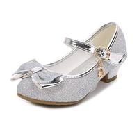 Monissy Fille Princesse Elsa Anna Ballerine à Talons Moyens PU Paillette Tête Noeud 2 Niveaux Brillant Chaussures de Danse Scratch Boucle Or Lune Etoile Pendentif 2020