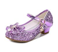 Monissy Princesse Chaussures Enfant Fille Cendrillon Sandale Talon Haut Paillette Brillante Perle Crystal Noeud Papillon Scratch Pendentif Métal Mariage Soirée Anniversaire