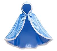 Monissy Reine des Neiges Cape à Capuche en Velours Peluche Blanche Dentelle Princesse Fille Cape Mignonne Enfant Vêtement Hivers Halloween Noël Carnaval Déguisement Soirée, Bleu, 100