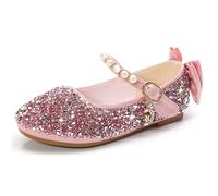 Monissy Sandalo Fiocco Paillettes Cristallo Ragazza Principessa Scarpe Tacco Ballerine Paillettes Lucido Piatto Fibbia Confortevole Travestimento Matrimonio Natale Halloween Carnevale,Rosa,30