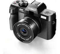 Monitech S100 WT Appareil Photo Numérique Compact - 4K 48MP Caméra avec 180° Flip 3.0 écran - 2 battries - Carte 32Go - 16X Digital Zoom - Idéal pour débutant