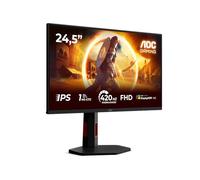 Moniteur AOC 25G4KUR 24,5 Pouces FHD 400 Hz, Dalle IPS Rapide, 1 ms GtG, Adaptive Sync, HDR400, Compatible G-Sync, réglage de la Hauteur (1920 x 1080, HDMI 2 x 2.0, DP 1 x 1.4, hub USB) Noir/Rouge