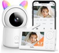 Moniteur Bebe Video 4.3 Pouces Camera 1080p Wifi Audio Ptz Vision Nuit Parole Bidirectionnelle Mode Sommeil Lumiere Rgb Berceuses 1000 Pieds Controle App