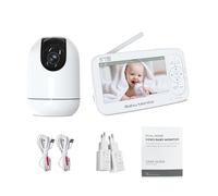 Moniteur bébé WiFi avec Application, 5 Pouces 720P HD, Portée 300 M, 5000 MAh, 33 Heures, Zoom 4 X, Moniteur bébé avec Suivi et Alertes, Audio Bidirectionnel, Vision Nocturne, (Prise UE)