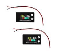 Moniteur Capacité de batterie 12V 24V 36V 48V 60V 72V 84V Multifonctions DC8-100V LCD Compteur de Batterie voltmètre avec alarme de capteur de température pour voitures,bateaux 2pièces