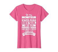 Moniteur d'auto-école Bien sur Je suis T-Shirt, Femme, Rose Chiné, XL