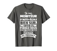 Moniteur d'auto-école Bien sur Je suis T-Shirt, Homme, Asphalte, 5XL