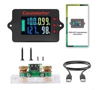 Moniteur de batterie avec voltmètre de dérivation - Écran LCD - 8-120 V CC - 0,03-100 A - Testeur de capacité de compteur de courant - Pour véhicule récréatif, vélo électrique, système photovoltaïque