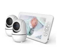 Moniteur de bébé HD à écran partagé de 7", double caméras 1080p, batterie 6000 mAh jusqu'à 48 heures en mode VOX, sans moniteur privé WiFi avec support flexible, audio bidirectionnel, PTZ à distance