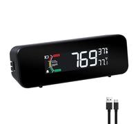 Moniteur de CO2 portable, détecteur de dioxyde de carbone de 0 à 5000 ppm, mesure le CO2, la température, l'humidité, la qualité de l'air, moniteur de CO2 avec indicateur et alarme sonore, détecteur