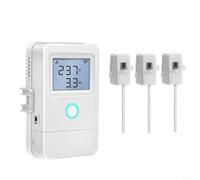 Moniteur de consommation d'énergie Wi-Fi, 3 canaux avec 3 bornes CT | Affichage LCD, WiFi 2,4 G, mesure la tension pour la puissance du courant, alarme de température à partir de 50 °C