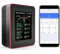 Moniteur de Qualité de l'Air 15-en-1 avec Application Smartphone - Capteur CO₂, Mesure PM2.5/PM10, VOC, HCHO, Analyseur de Qualité de l’Air Intérieur avec AQI en Temps Réel pour la Maison