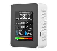 Moniteur De Qualité De L'air 5 en 1 TVOC HCHO, Compteur De Température Et D'humidité, Détecteur De CO2 Rechargeable par USB Facile à Utiliser