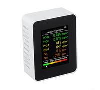 Moniteur de qualité de l'air 6 en 1 avec C k2, PM2.5, PM10, TVOC, testeur de pollution de l'air intérieur portable, analyseur de gaz multiple pour bureau à domicile (blanc)