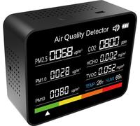moniteur de qualité de l'air 8 en 1 Mesureur de CO2 Détecteur de dioxyde de carbone CO2 TVOC HCHO PM2.5 PM1.0 PM10 Détection de la température et de l'humidité avec fonction d'alarme pour la maison, l