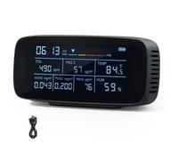 Moniteur de qualité de l'air 9-IN-1 - CO2, température, humidité, formaldéhyde, TVOC, testeur AQI - Compteur professionnel de particules PM2.5, PM10, PM1.0 - Intérieur/extérieur - Seuils d'alarme