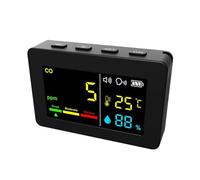 Moniteur de Qualité de l'Air, Analyseur de qualité de l'air 3 en 1, testeur de température et d'humidité, détecteur de monoxyde de carbone(Zwart)