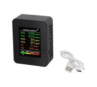Moniteur de qualité de l'air avec capteurs PM2.5, PM10, TVOC, température et humidité, pour test de l'air intérieur, détecteur de pollution atmosphérique portable de bureau (noir)